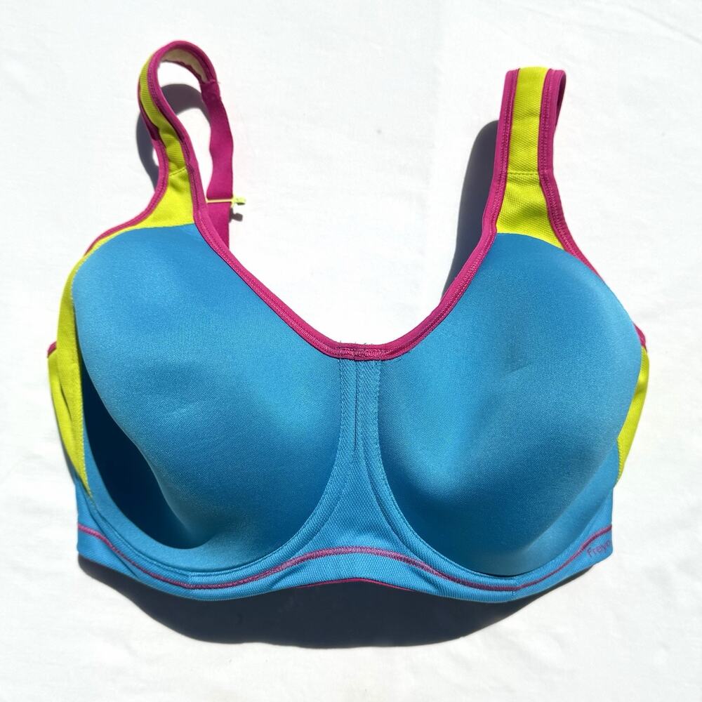 Freya Active Sonic Underwire Sports Bra 34I Bright Blue Pink Green 34i